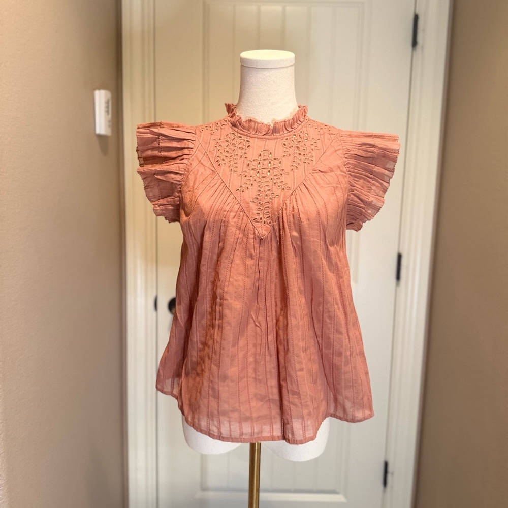 Universal Thread Ruffled Blouse - Peach - New With Tag - Picture 1 of 4